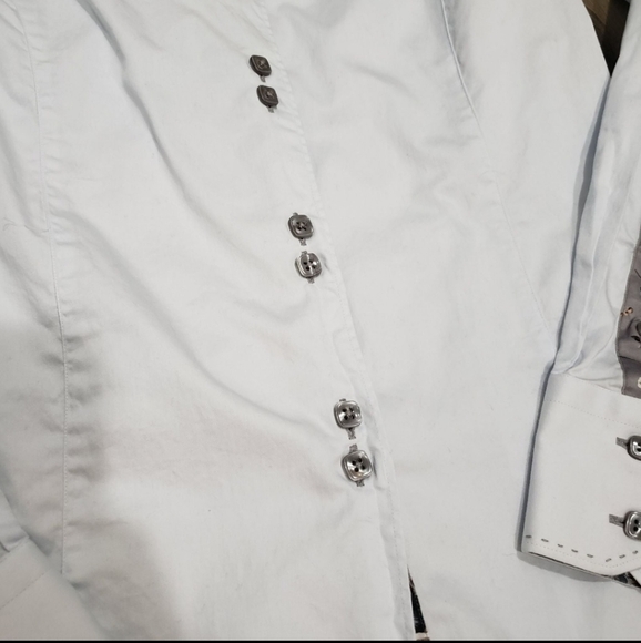 Jared Lang Designer button up shirt Women's Size 5 pale blue - Picture 4 of 10